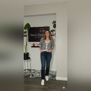 Striped Navy and White Women's Sweater